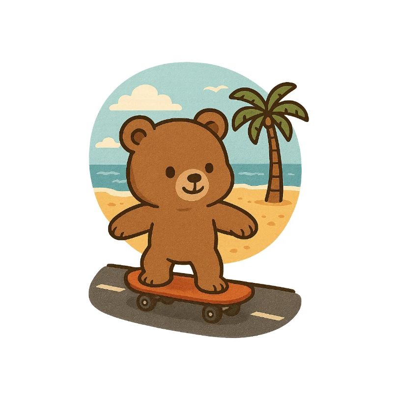 Teddybär auf einem Skateboard