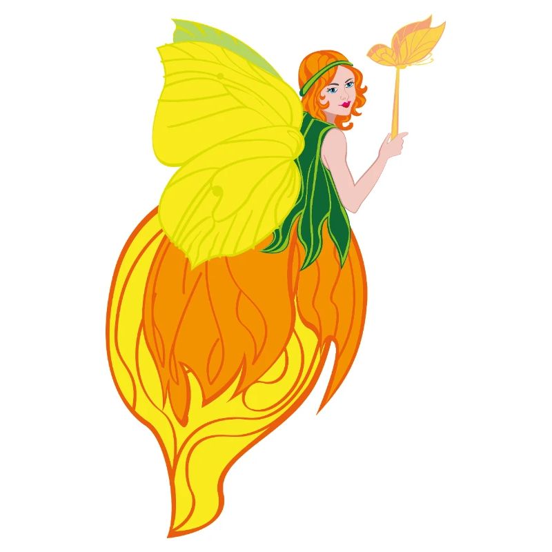 Conception féerique avec des ailes de fleur et du feu