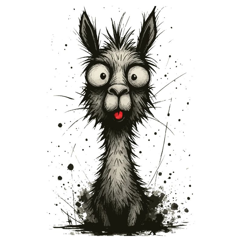 Funny llama with tongue – comic book splash