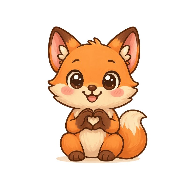 Cuddly fox with heart shape
