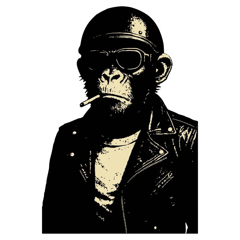 monkey with googles and helmet in Leather Jacket