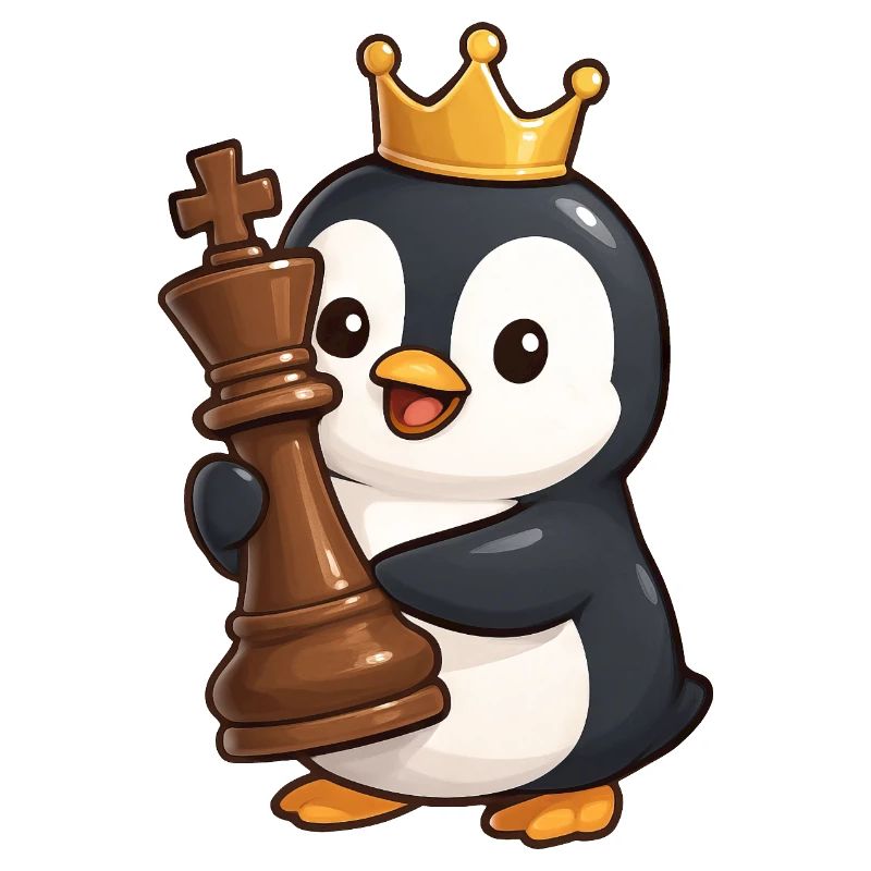 Cute Penguin Chess Figure King Queen Brain Teaser