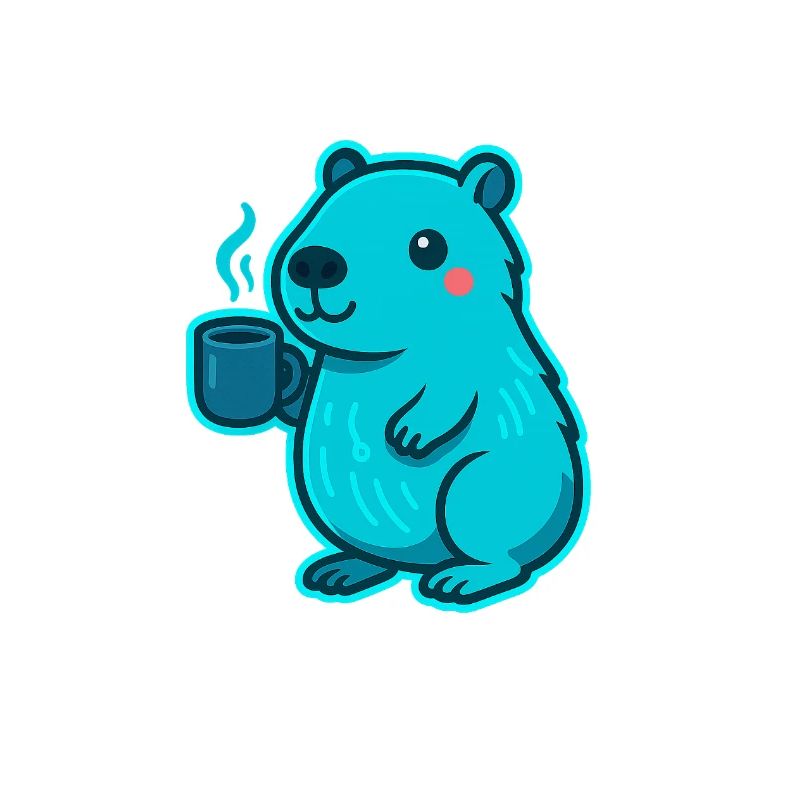 Blue Capybara with Coffee