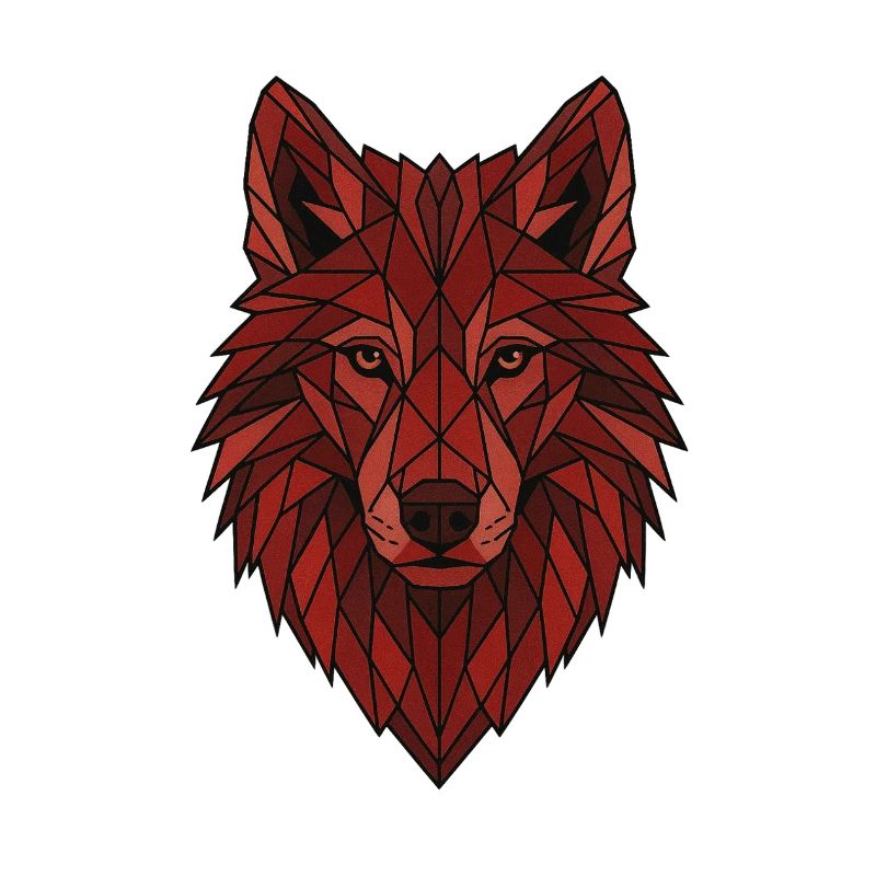 Red Geometric Wolf