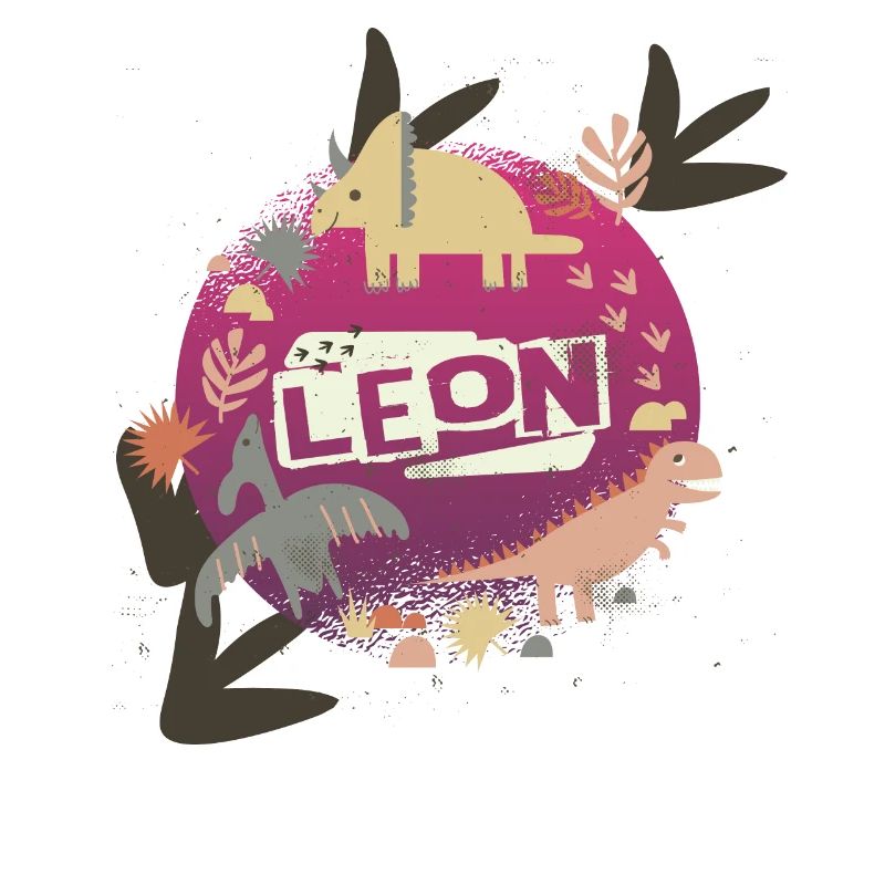 LEON - Beau nom de garçon avec de mignons dinosaures