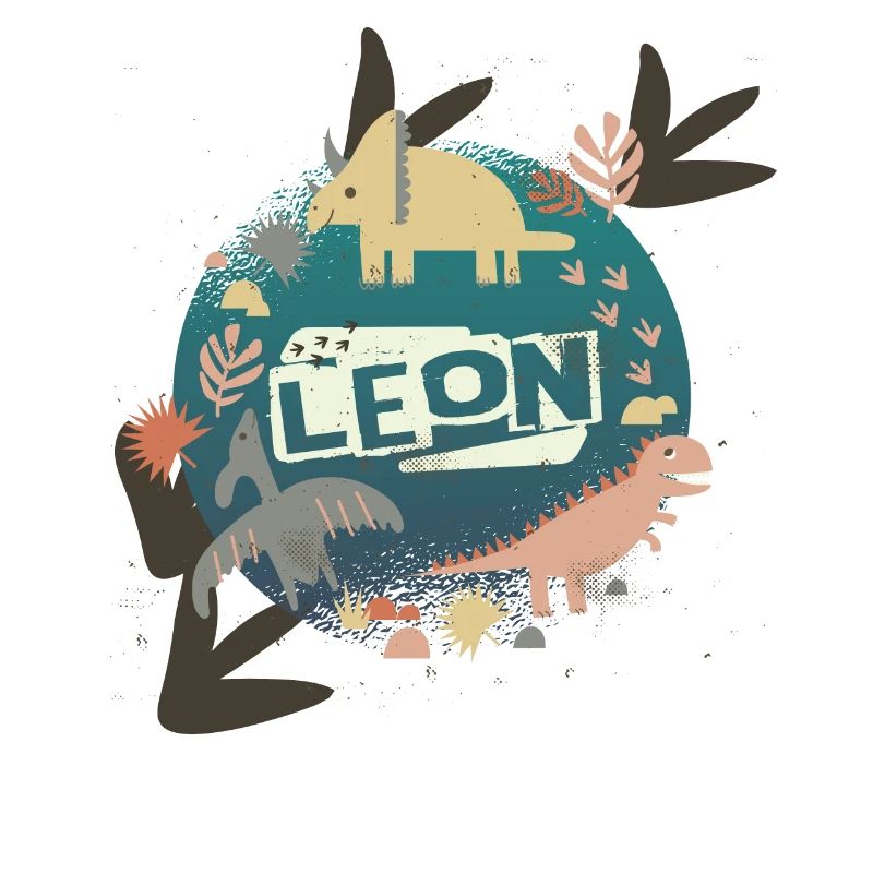 LEON - Beautiful boy name with cute dinosaurs