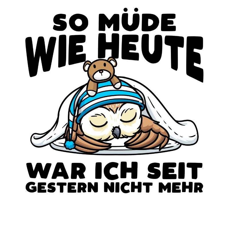 Schlafenden Eule Mit Kuscheltier So Müde Wie Heute