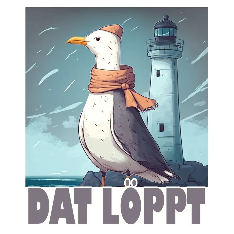 Dat Löppt Möwe Leuchtturm Meer Plattdeutsch Norden