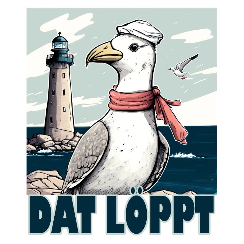 Dat Löppt Möwe Leuchtturm Meer Plattdeutsch Norden