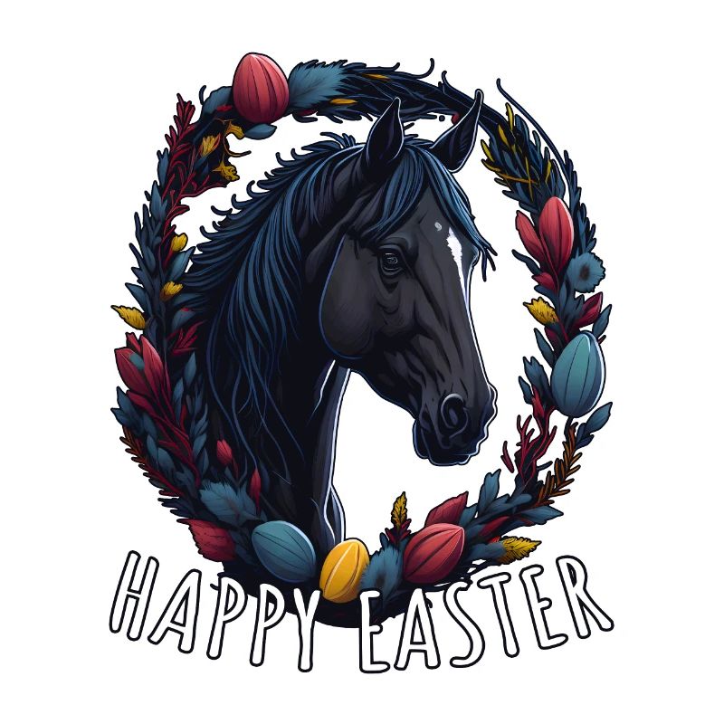 Monter avec cheval mignon Happy Easter Cheval