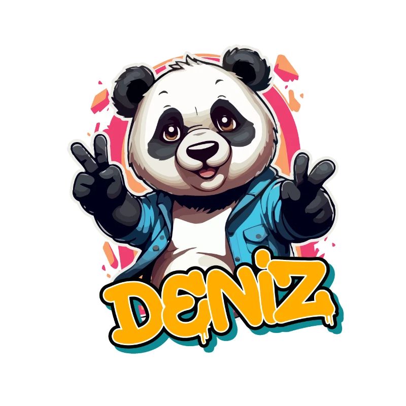 DENIZ - Handsome boy name with cool panda