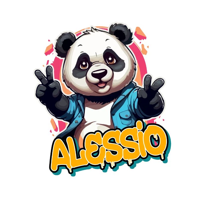 ALESSIO - Handsome Boy Name with Cool Panda
