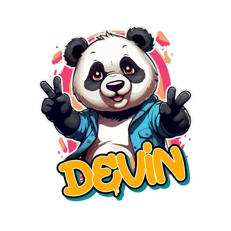 DEVIN - Beau nom de garçon avec Cool Panda