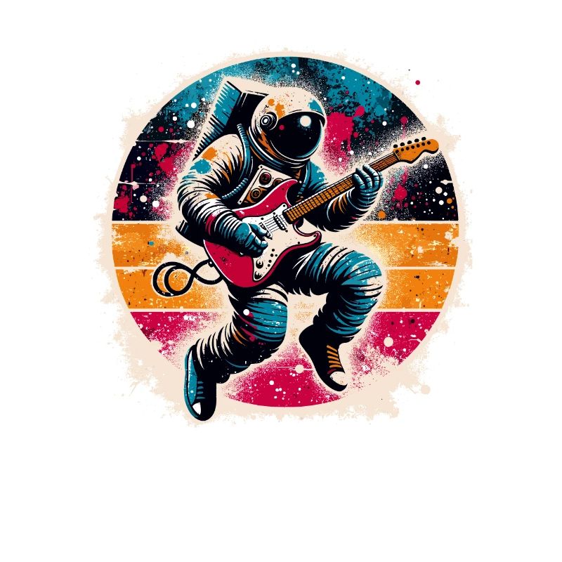 Retro-Astronaut spielt E-Gitarre