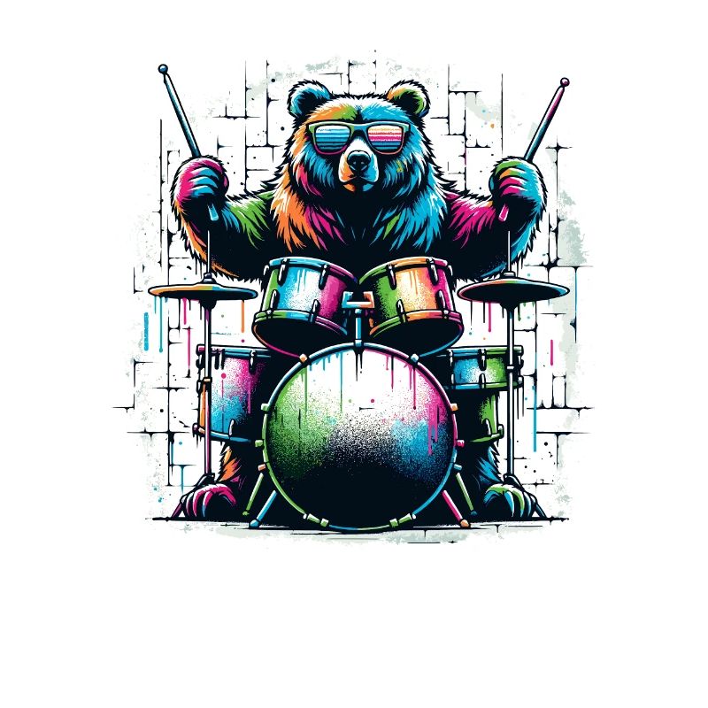 Bear Playing Drums Drum Drummer Drumming Drummers