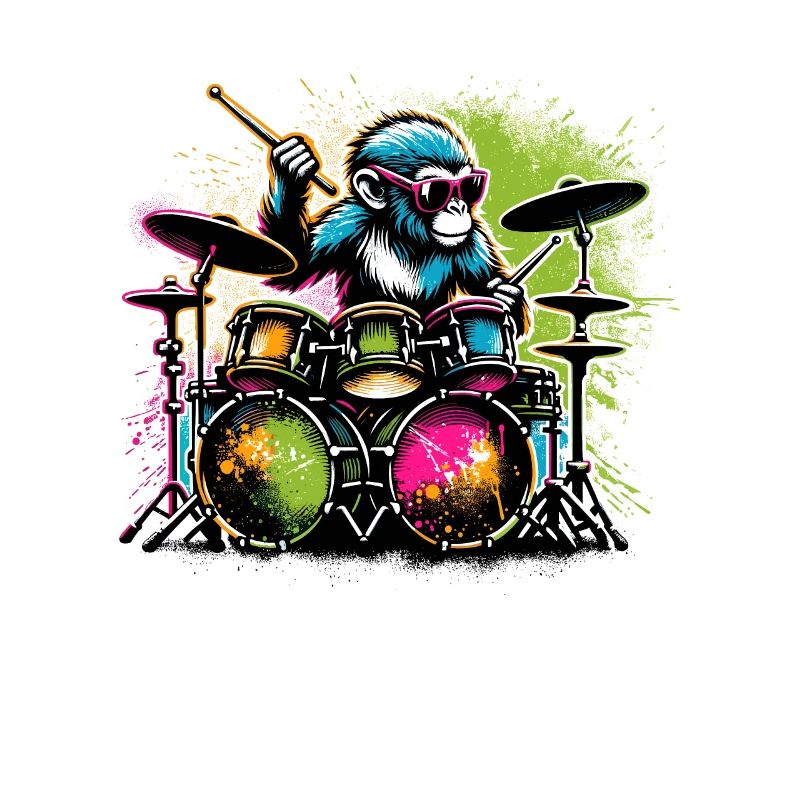 Monkey Playing Drums Drum Drummer Drumming