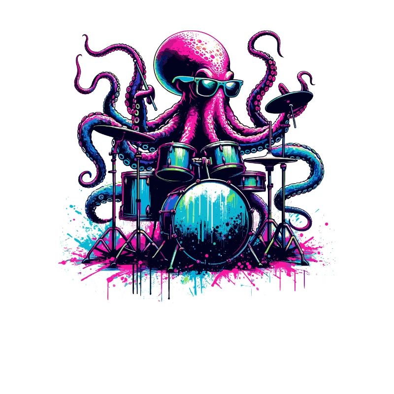 Octopus Playing Drums Drum Drummer Drumming