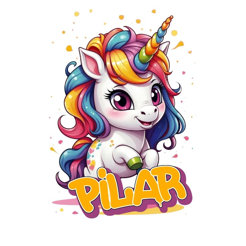PILAR - Schöner Mädchen Name mit süßem Einhorn