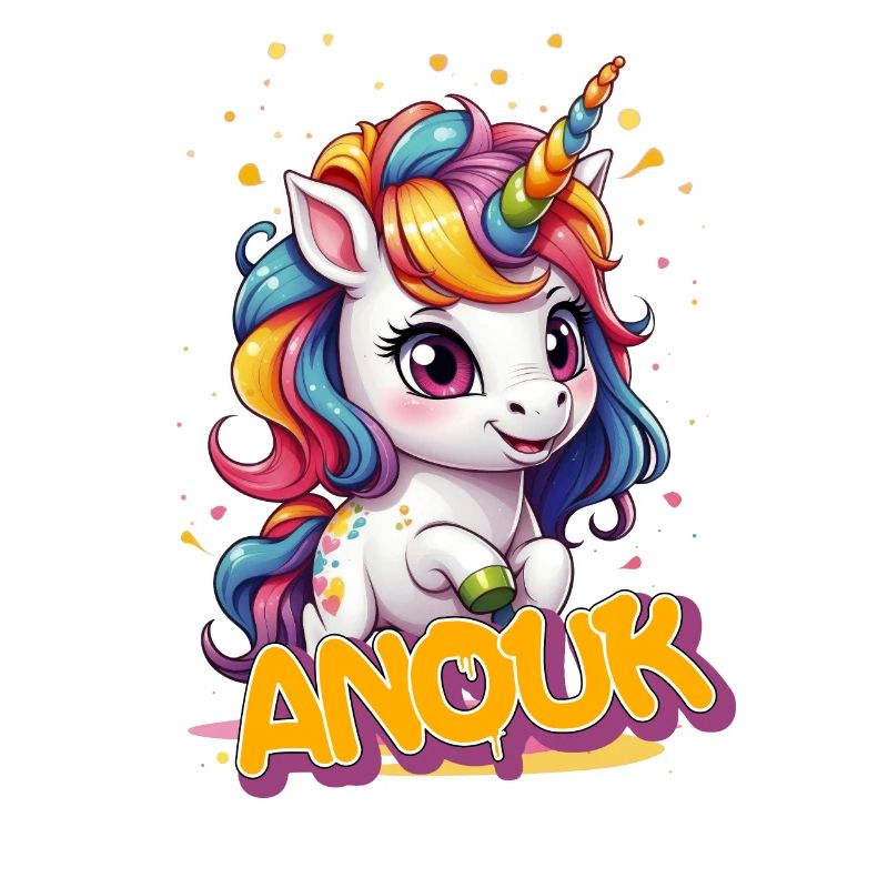 ANOUK - Schöner Mädchen Name mit süßem Einhorn