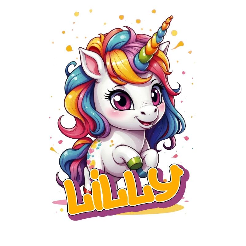 LILLY - Schöner Mädchen Name mit süßem Einhorn
