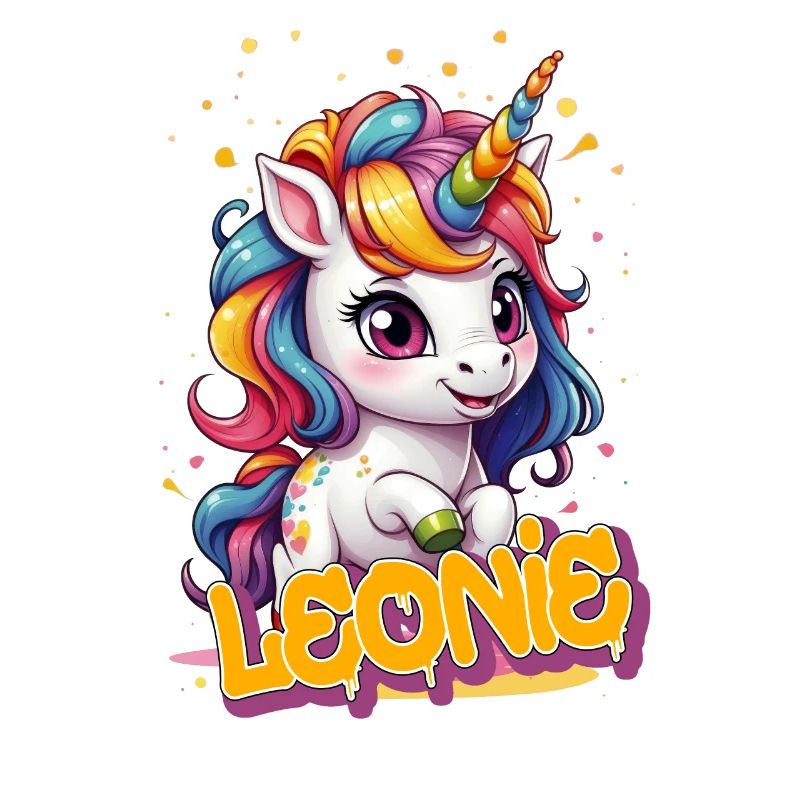 LEONIE - Schöner Mädchen Name mit süßem Einhorn