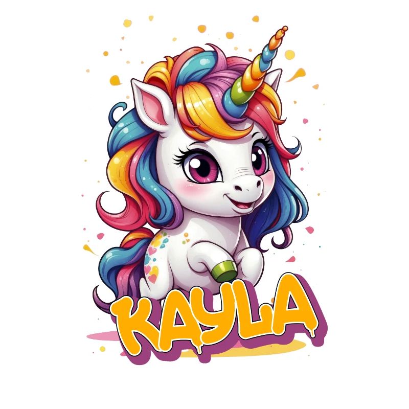 KAYLA - Schöner Mädchen Name mit süßem Einhorn