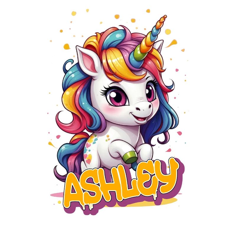 ASHLEY - Schöner Mädchen Name mit süßem Einhorn