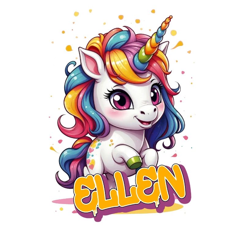 ELLEN - Schöner Mädchen Name mit süßem Einhorn