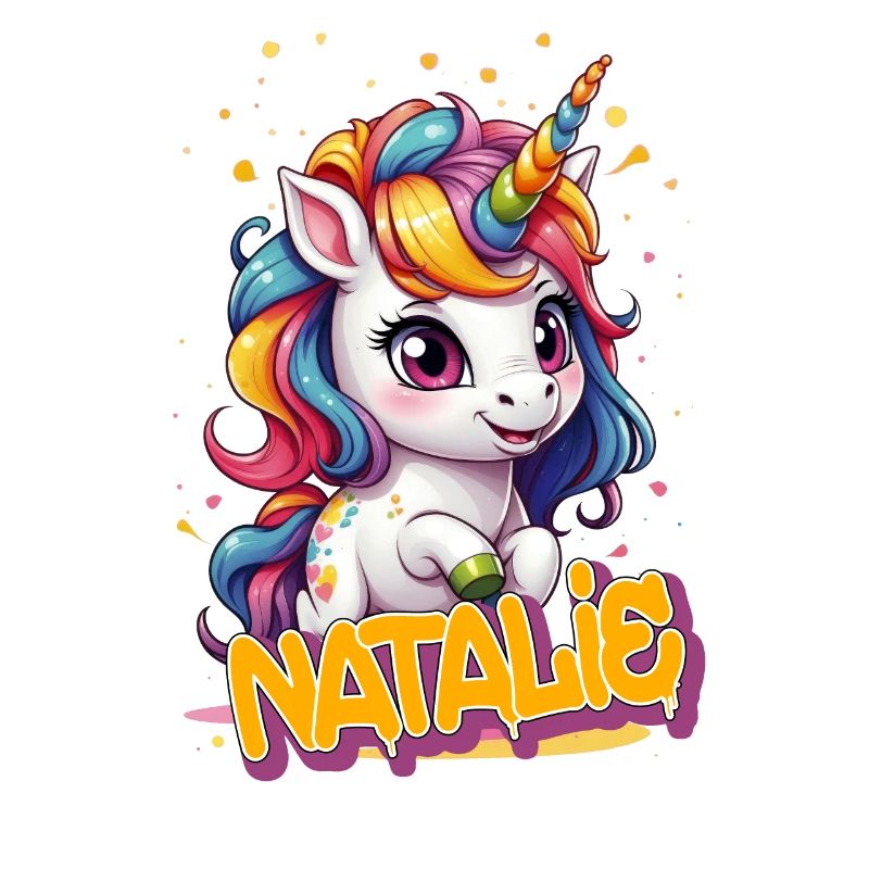 NATALIE - Schöner Mädchen Name mit süßem Einhorn