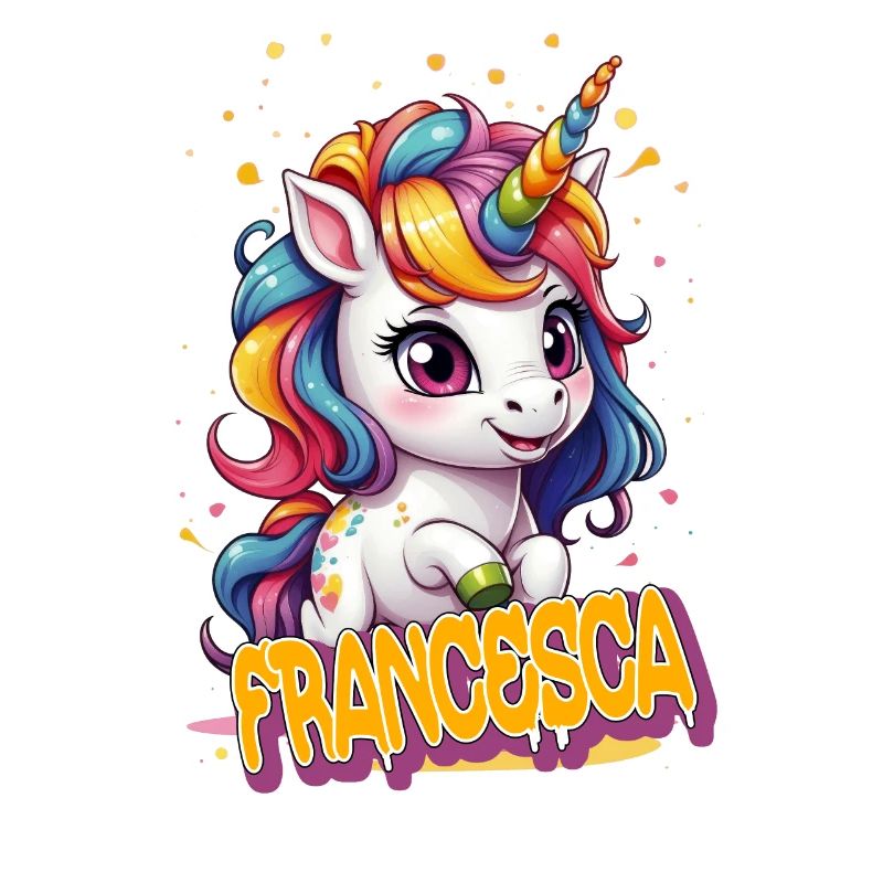 FRANCESCA - Schöner Mädchen Name mit süßem Einhorn