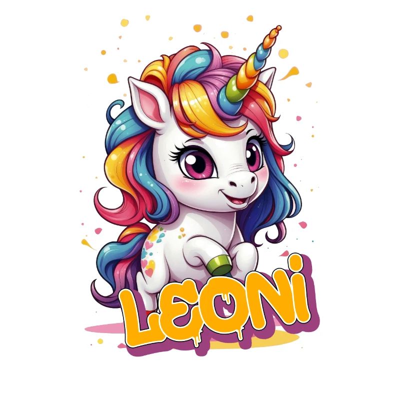 LEONI - Schöner Mädchen Name mit süßem Einhorn