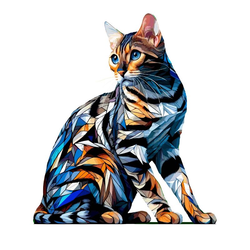 Polygone Art Bengal Chat