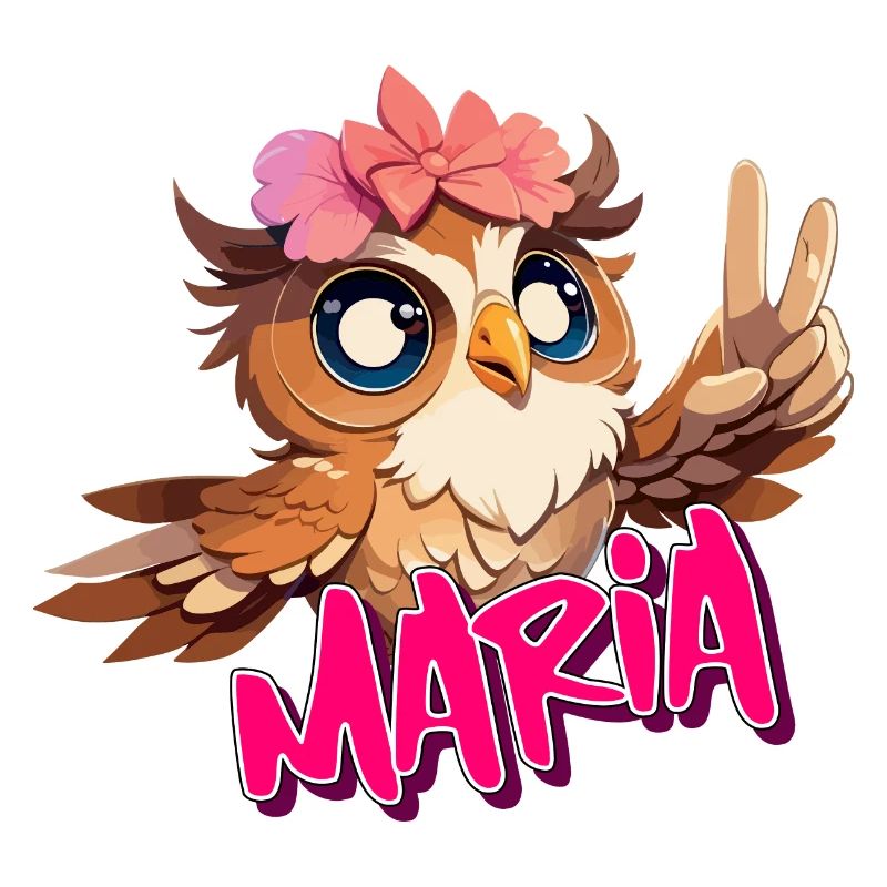 MARIA - Schöner Mädchen Name mit süßer EULE
