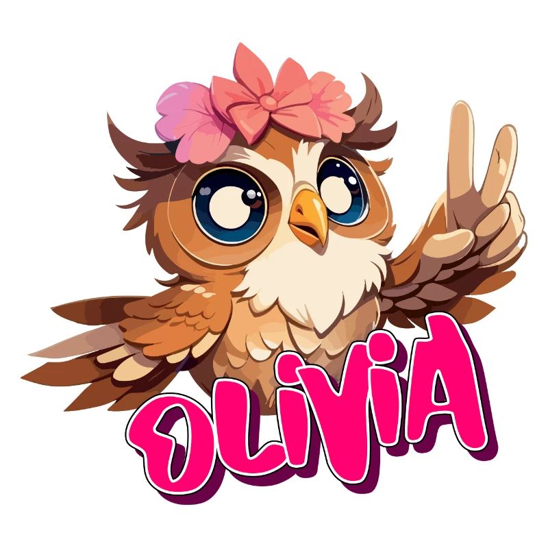 OLIVIA - Schöner Mädchen Name mit süßer EULE