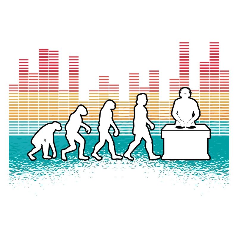 Evolution de l’homme DJ Techno Vinyle Rétro Vintage
