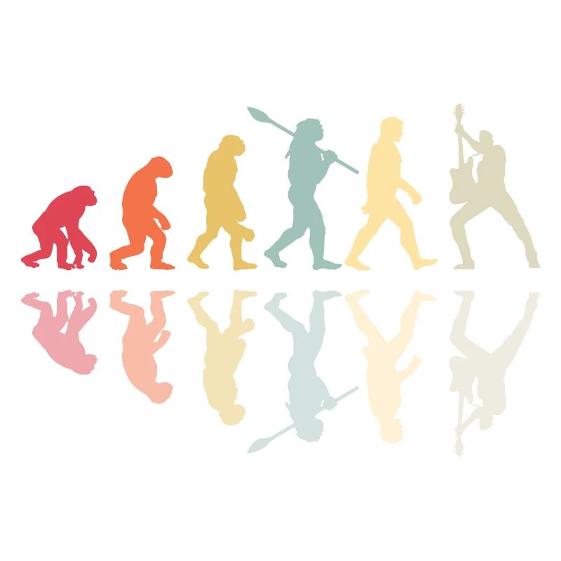 Human Evolution Guitar Band Retro Vintage