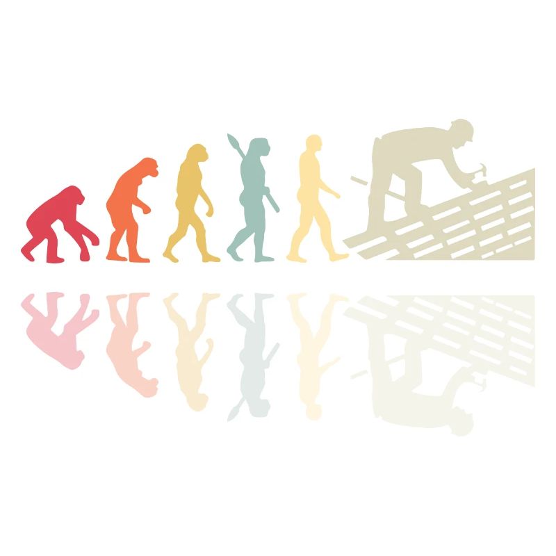 Roofer Human Evolution Retro Vintage Construction