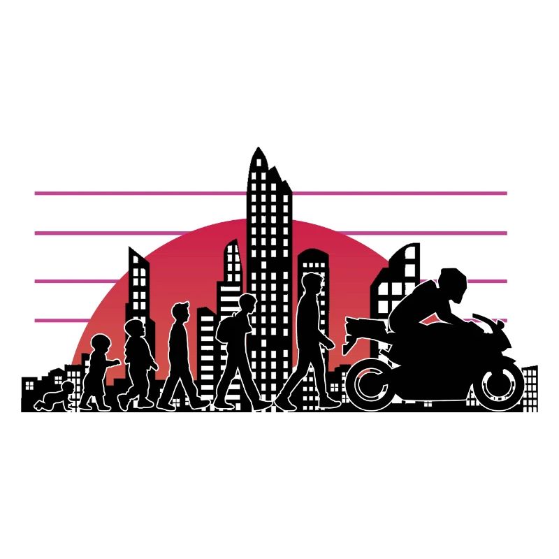 Motorcycle Evolution Vintage 80s Retro Biker