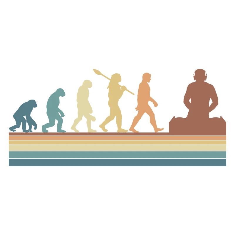 Evolution de l’homme DJ Techno Vinyl Retro Vintage