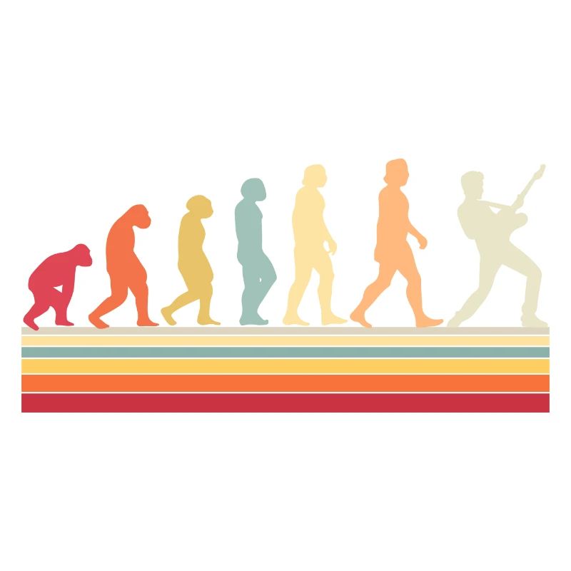 Human Evolution Guitar Band Retro Vintage