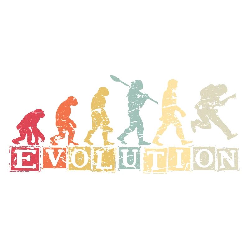 Human Evolution Guitar Band Retro Vintage