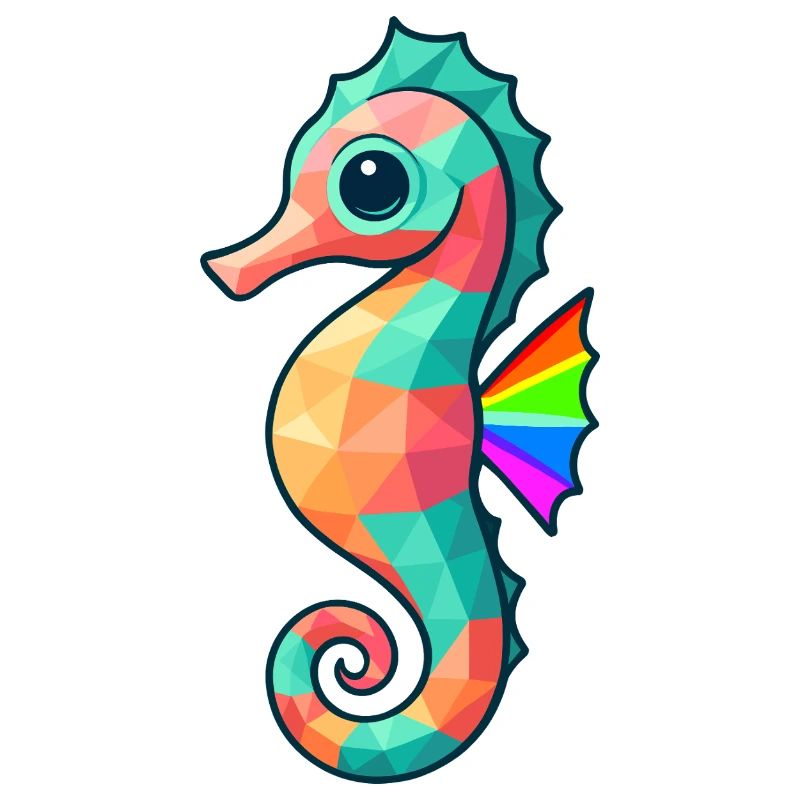 Buntes Seepferd Design mit Regenbogenfarben