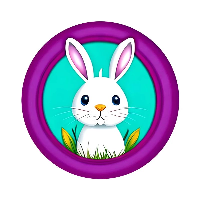 Lapin de Pâques blanc violet
