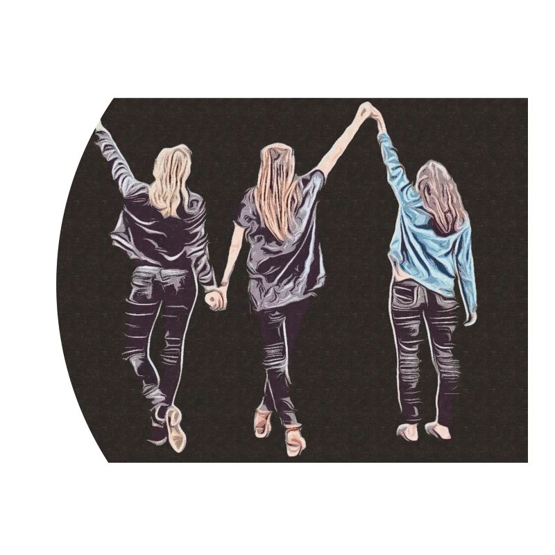 Design three girlfriends in pop art style dark