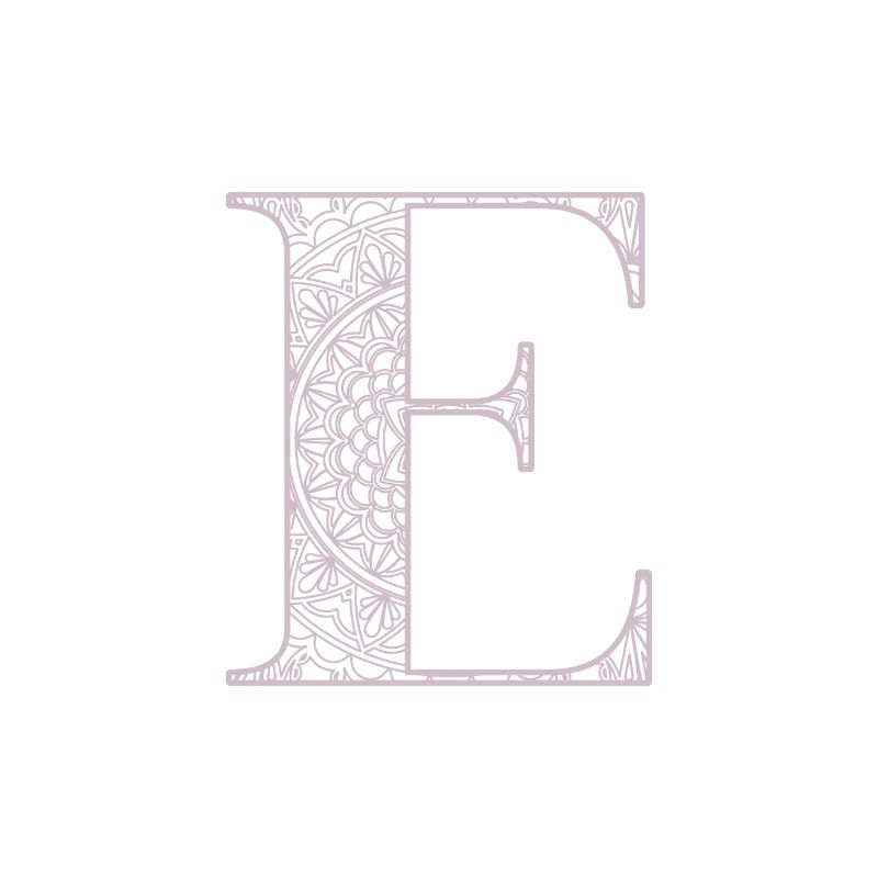Mandala Monogram Initial in Dusky Pink - Letter E