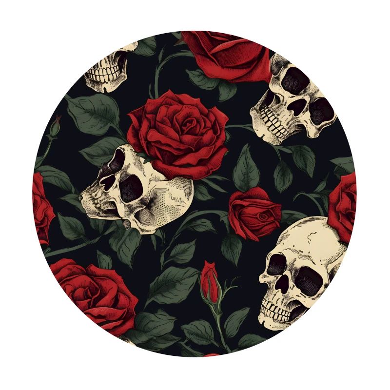 Totenköpfe & Rote Rosen Dunkles elegantes Gothic-Muster