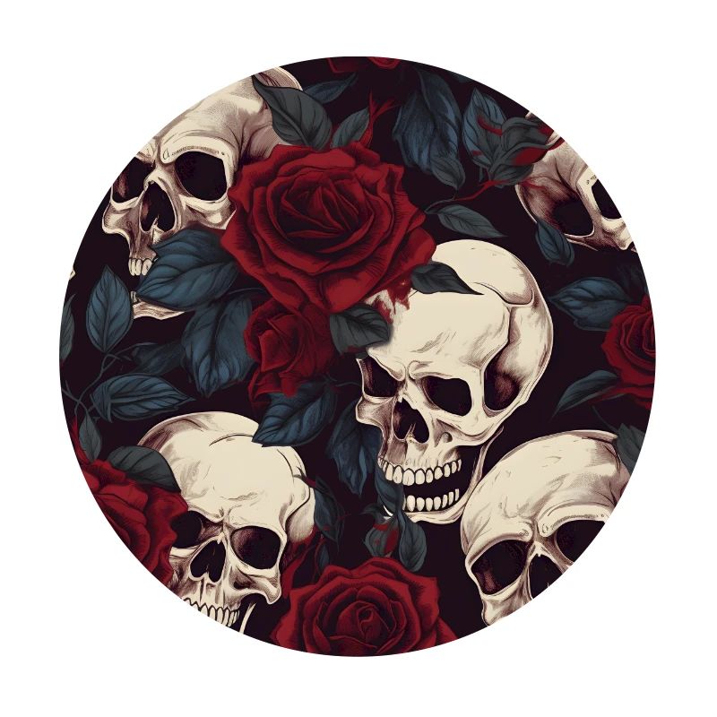 Rote Rosen &; Totenköpfe Muster Dunkel Elegant Gothic