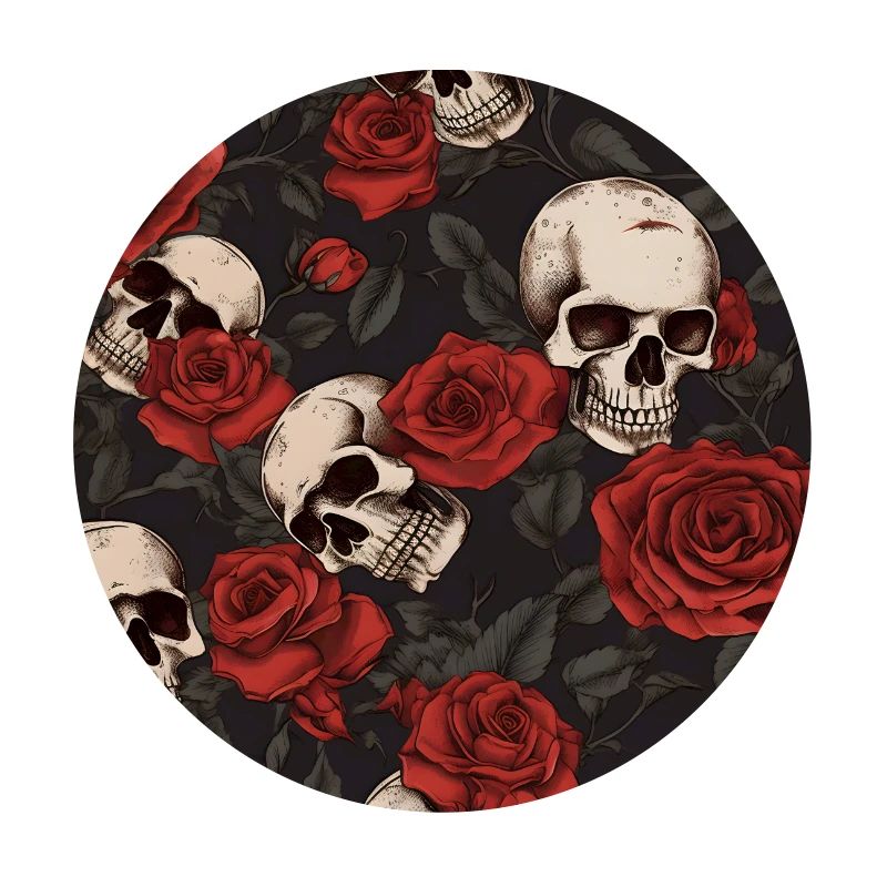 Totenköpfe & Rote Rosen Dunkles Gothic-Elegantes Muster