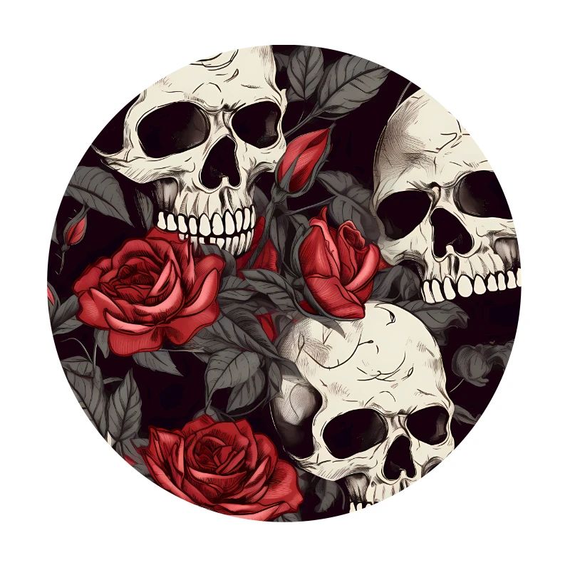Dark Elegant Goth Skulls & Red Roses Pattern