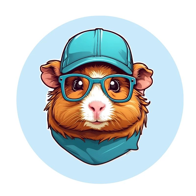 Cochon d’Inde mignon avec casquette de baseball et écharpe